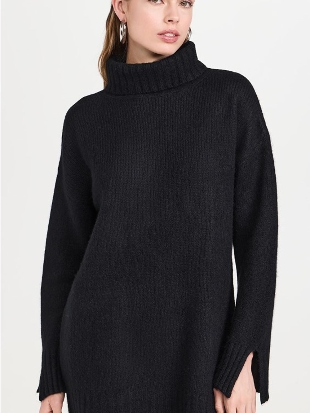 Favorite Daughter Black Ribbed Turtleneck Sweater Dress
